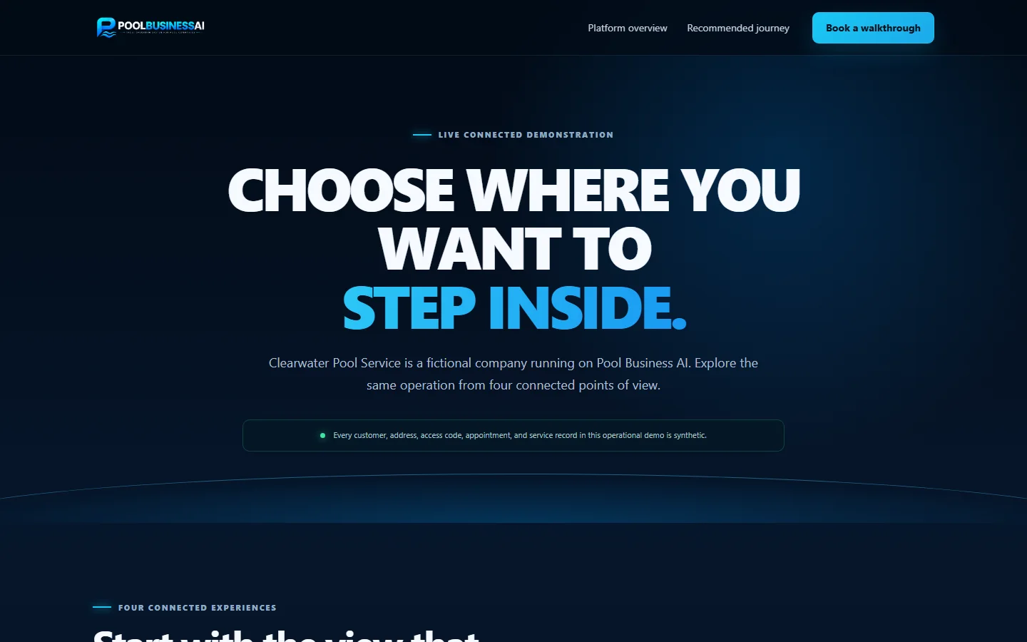 The Pool Business AI guided demo launcher